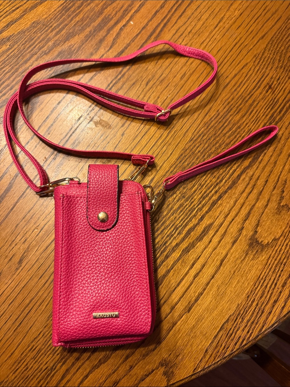 Bright Pink Crossbody Phone Wristlet